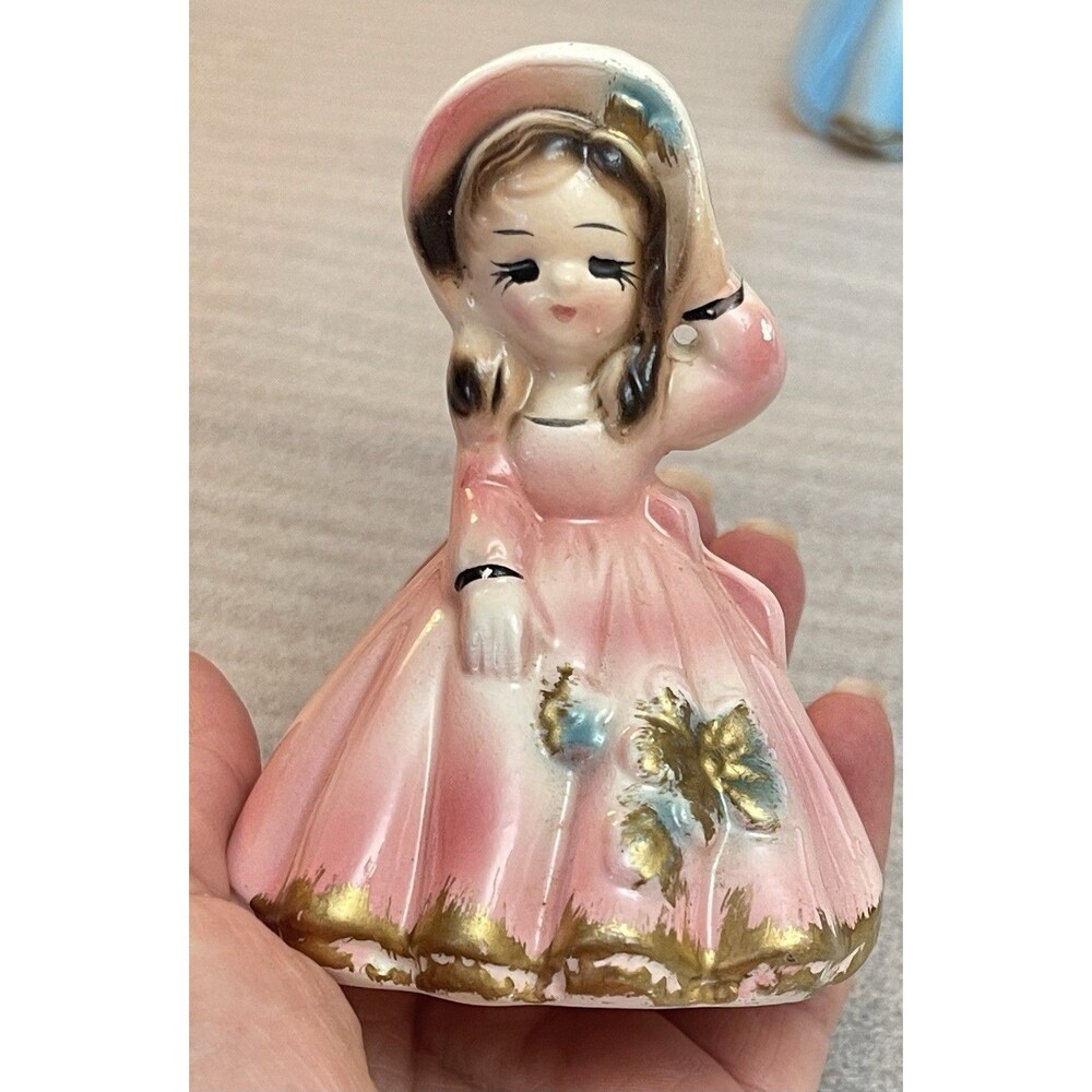 Lot of 4 1950s VTG Southern Belle Clapper Girl Porcelain Bell Figurines Japan - Picture 7 of 12